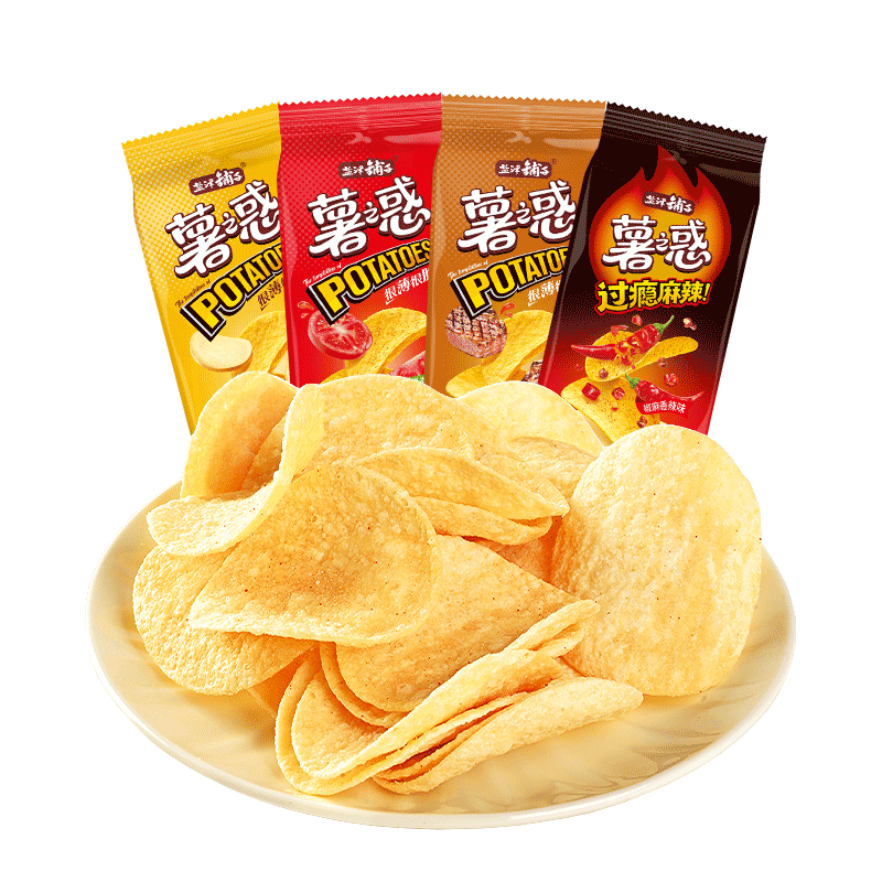 【芭芭农场】盐津铺子薯片6包混合味（原味/烤肉味/番茄味)共186g