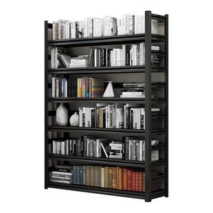 家用铁艺书架落地黑色储物架儿童置物架收纳架图书馆客厅书柜货架