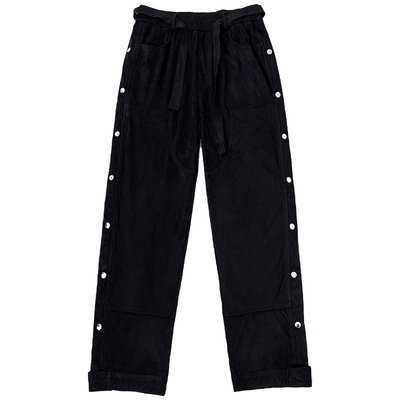 烦恼的Octopusl麂皮排扣休闲裤