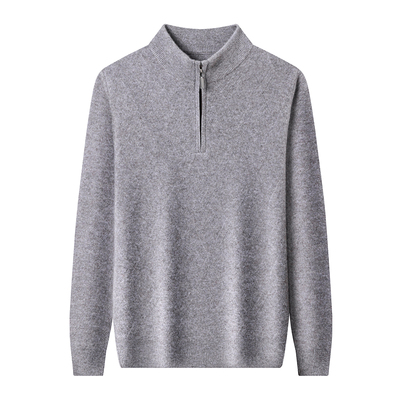 上海春竹男士半高拉链领羊绒衫