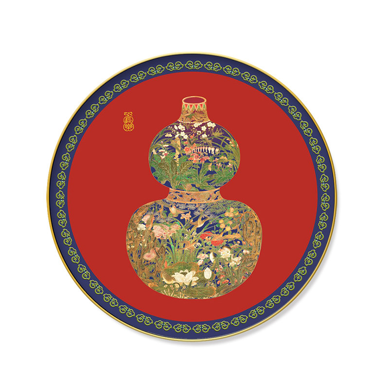 新中式圆形装饰画葫芦金箔画