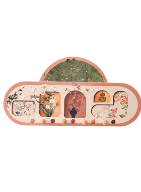 中古风入户门挂衣架装饰画