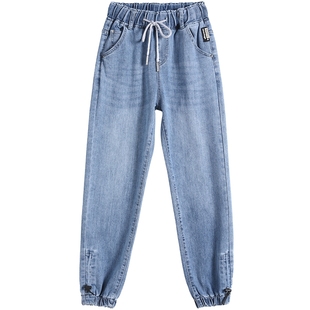 女裤新款2025年爆款春秋哈伦小个子牛仔束脚裤女2025冬季休闲裤子