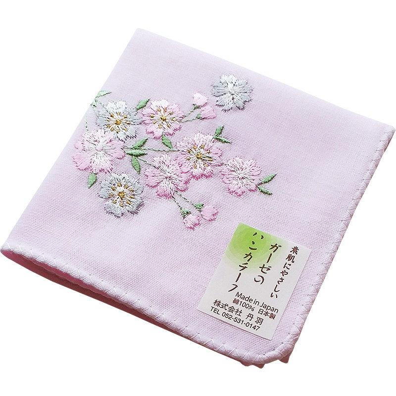 日本制造NIWAGAUZE46cm刺绣手帕
