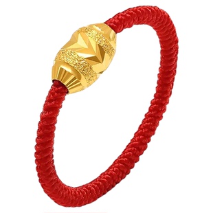 山盟海誓情侣仿真黄金戒指新中式编织红绳指环本命年转运食指戒