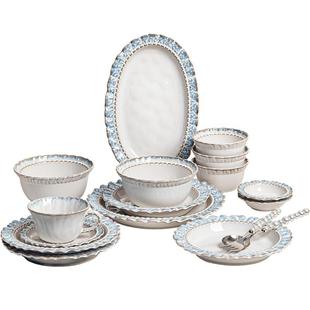 sisin诗心 釉下彩碗碟套装家用餐具套装陶瓷蓝嫣高温乔迁结婚送礼