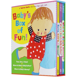 Where Is Babys Belly Button 英文原版绘本0-3岁低幼入门启蒙学习 宝宝肚脐眼儿在哪里3册盒装Karen Katz卡伦卡茨翻翻书 英语童书
