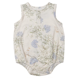 【新品】Oak Family女宝宝无袖连体衣爬服竹棉透气婴儿背心哈衣