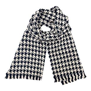 VIVIWELL千鸟格冬季韩版百搭围巾复古简约男女同款黑白保暖围脖