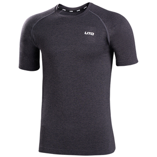 UTO悠途coolmax户外速干t恤男运动短袖女夏季徒步跑步黑色上衣