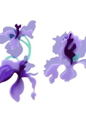 NPii鸢尾耳环设计师花灵感原创紫色春夏出游不对称凹造型