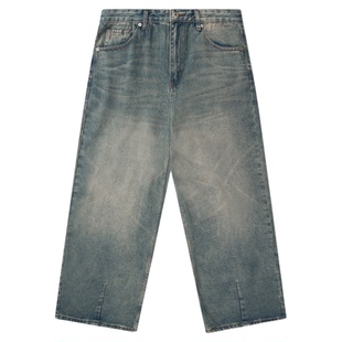roaringwild a arch 咆哮野兽 蓝色镰刀裤弧形美式复古水洗牛仔裤