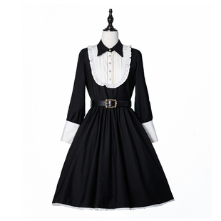 海妮德小姐/断码清仓 现货优雅款cla系黑白拼色Lolita日常有口袋