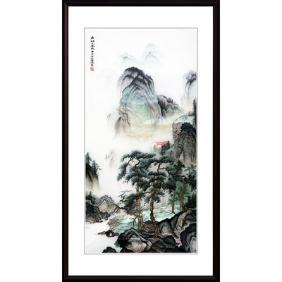山水风景明清现代家居苏绣成品