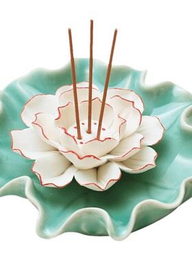 青沉禅意陶瓷莲花线香座檀香炉