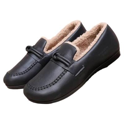 新款软皮加绒女鞋2024新款秋冬软底舒适妈妈鞋大码平底小皮鞋保暖