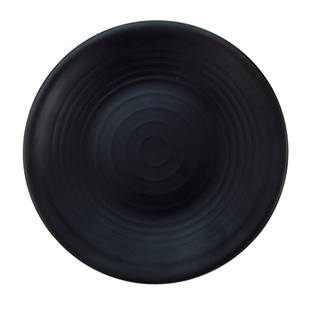 美日嘉宝密胺餐具 仿瓷盘子 黑色日式圆盘塑料菜盘14寸盖饭盘B406