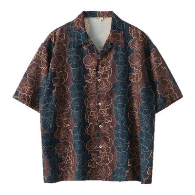 复古夏季宽松古巴领短袖衬衫