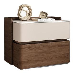 2025新款意式极简床头柜现代简约高级感创意卧室实木床边柜收纳盒