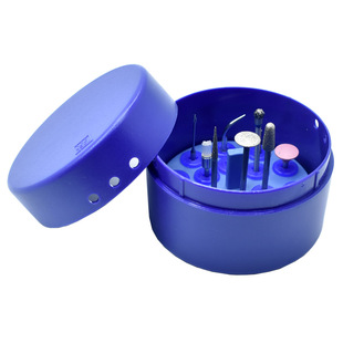 包邮牙科材料硅胶孔低速磨头盒塑料圆形车针盒洁牙工作尖消毒盒