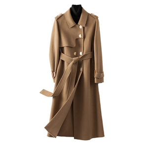 BXV双面羊绒大衣女中长款2026春新100%澳洲羊毛双面呢外套英伦风