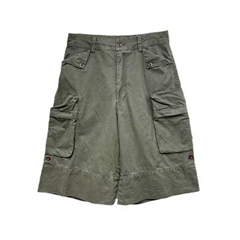 superniniyy军绿机能宽松七分裤