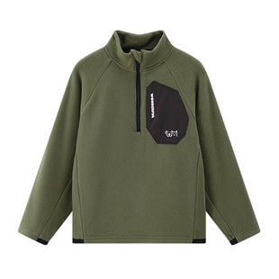 儿童德绒长袖打底衫男童秋冬款上衣童装2026新款户外运动t恤加厚