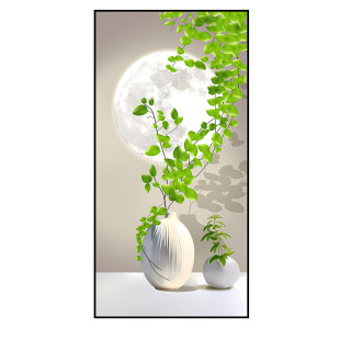 自粘玄关装饰画绿植走廊过道入户正对门3d立体墙贴纸壁画寓意好
