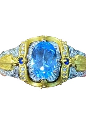 金刚杵戒指纯银托帕石扎基拉姆