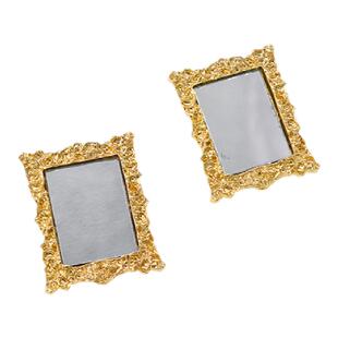 包邮中国风复古古典相框耳环 复古相框造型镜面时尚耳环长款耳夹