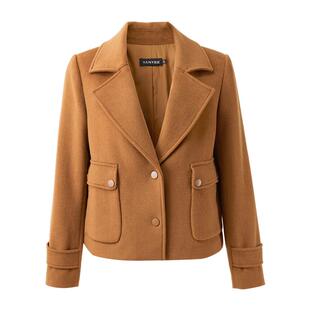 颜域翻领毛呢外套女冬装2025年新款女士气质显瘦时尚短款羊毛大衣