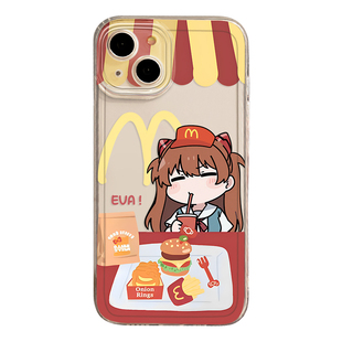 麦门m记EVA适用苹果16手机壳iphone15promax透明14plus明日香13mini绫波丽12新款11二次元x动漫8周边17套xs/7