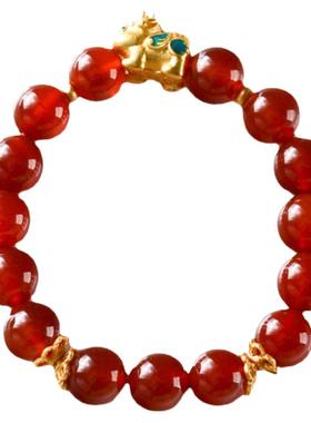 2026年新款天然红玛瑙貔貅手串