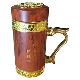 红豆杉杯不锈钢壳水杯红木杯子保温杯实木雕刻茶杯原木工艺品便携