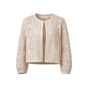 VGRASS维格娜丝夏季新款裁片刺绣重工蕾丝圆领温柔气质女士短外套