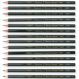 日本三菱绿杆9800考试涂卡手绘图绘画素描石墨多种书写铅笔