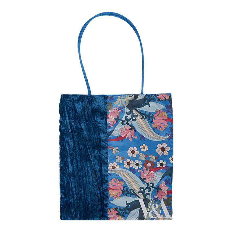 大英博物馆×VA博物馆百合茛苕丝绒拼接帆布包单肩包手拎包通勤