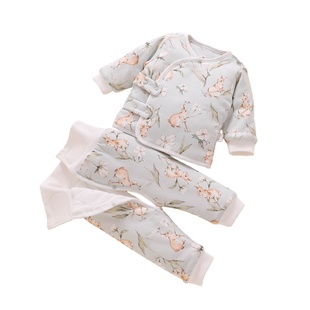 婴儿夹棉分体套装冬加厚保暖120克开裆纯棉过冬加棉新生宝宝衣服