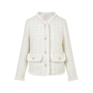 LIME莱茵小香风拼接水貂毛领羽绒服短大衣秋冬新款简约优雅外套