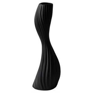 北欧风长款细高花器高级感玄关柜摆件陶瓷花瓶黑色电视墙高款装饰