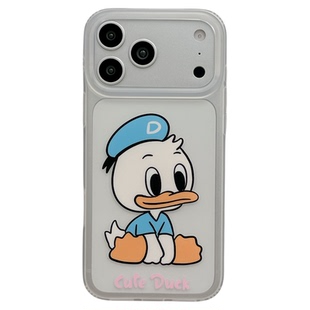 MoreRex 童趣Q版坐姿唐老鸭黛丝适用苹果18手机壳iphone17promax新款18pro磨砂15全包防摔保护套14情侣16萌系