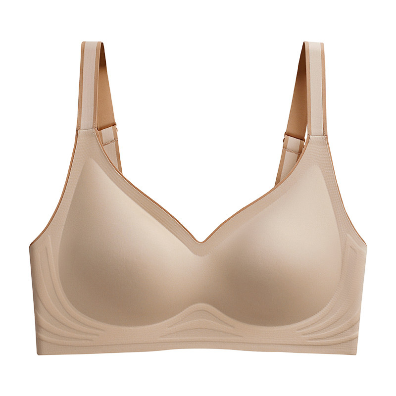无痕内衣女无钢圈小胸聚拢收副乳调整型乳胶文胸上托一片式胸罩夏