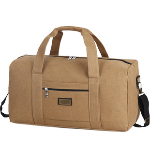 纯帆布手提包复古大容量行李袋男士背包单肩旅行包旅游装衣服布包