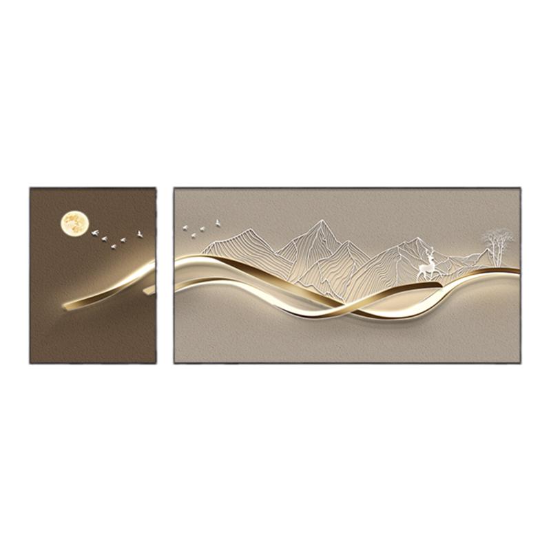 现代简约背有靠山客厅装饰画高档抽象沙发背景墙挂画两联组合壁画