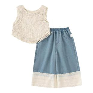 女童夏套装儿童衣服2025夏季新款女宝宝夏装小女孩海边穿搭洋气潮