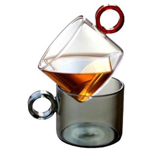 高颜值指环小茶杯 两只装100ml小杯子耐热高硼硅玻璃品茗杯小茶盅