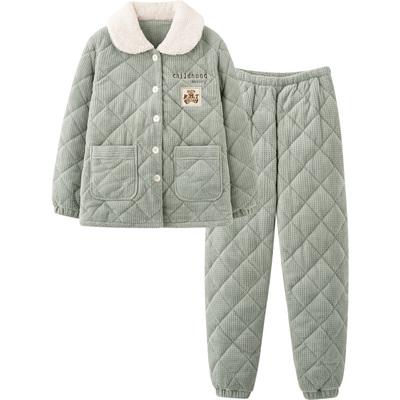 冬季夹棉情侣睡衣思莉太太女