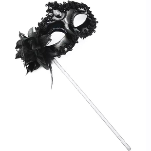 万圣节手持面具半脸女侧花女款公主cos表演道具假面化妆舞会面具