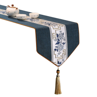 新中式桌旗禅意茶席茶台布艺长条茶几桌布茶桌电视柜垫布红色床旗