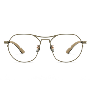 日系小众超轻纯钛眼镜框男款痞帅咖啡色设计师复古双梁眼睛框架潮